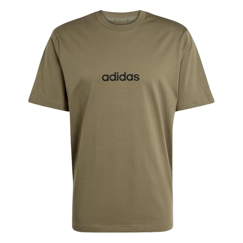 Adidas Herren Essentials Linear Single Jersey Tee, Olive strata/Black, M