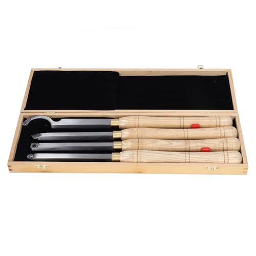 Set de 4 herramientas de torneado para torno con mango de madera miniatura 2