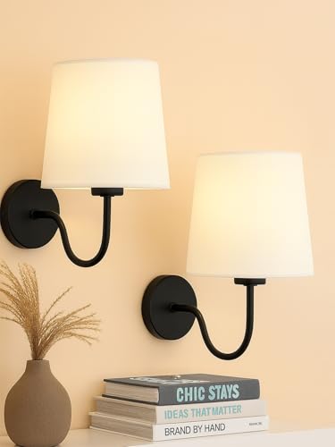 Black Wall Sconces Lighting Set of 2 | Industrial Vintage E27 Wal...