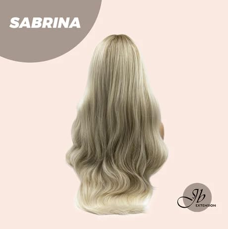 Miniatura 4 de SABRINA - Peluca rubia rizada con flequillo en capas, con raíces oscuras, rubio claro, para usar y llevar, pelucas de cabello largo sin pegamento