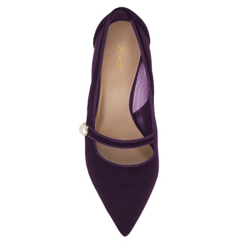 FOWT Women Pearl Pointed Toe Pumps Kitten Mid Heel Mary Janes Sexy Mesh Office Formal Shoes Size 4-16 US2