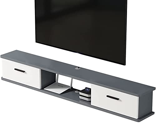 Meuble TV flottant salon console multimédia étagère rangement suspendue