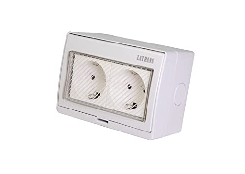 Aufputz Feuchtraum Schuko Steckdosen und Wechselschaltermit 1-fach oder 2-fach IP54 (2-fach Steckdose) Cover