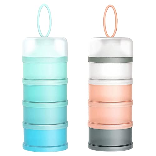 Milchpulver Portionierer Baby,4 Lagiger Milch Pulver Spender,Säuglingsnahrung Kasten,Formel Milchpulver Zufuhr Tragbare,Milchpulver Spender Stapelbare,Milchpulver Box(2 Stück,BPA-frei)