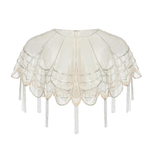 Châle d'été fait à la main en maille fine avec perles et glands chic
