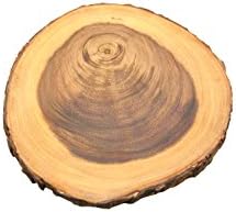 APOLLO THE HOUSEWARES BRAND Rustica Board, Round, Acacia Wood, Perfect for Weddings, Christmas, Cakes, Centrepiece, Diameter 20-25cm, Natural