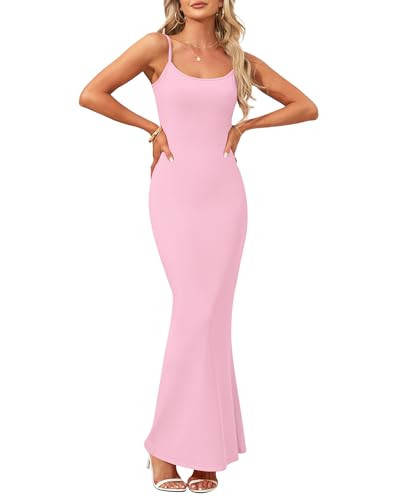 AUSELILY Womens Slip Maxi Dress Sexy Bodycon Dresses Sleeveless Square Neck Long Dress2