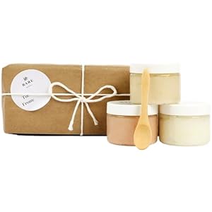 Bare Botanics 3 pc Body Scrub Gift Set – Ready to Gift Naturally Scented Sea Salt Scrub Made in Madison, WI – Formulated w/Skin Loving Moisturizers – Vegan, Cruelty Free Exfoliator w/a Cute Spoon