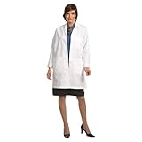 Worklon 407L ポリエステル/コットン レディース コンサルテーション ラボコート ボタンフロントクロージャー ラージ ホワイト
