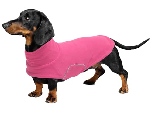 Brabtod Dog Fleece,Soft Dachshund Sweater,Cozy Pet Dog Vest Pullover Jacket with Leash Hole,Miniature Dachshund Clothes for Cold Weather(Pink,X-Small)