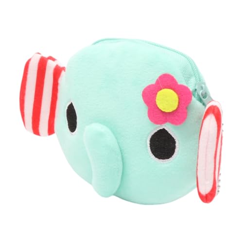 Generic 1Pcs Money Pouch Green Elephant Cartoon Coin Purse Plush Fabric Rose Red 11x10cm2