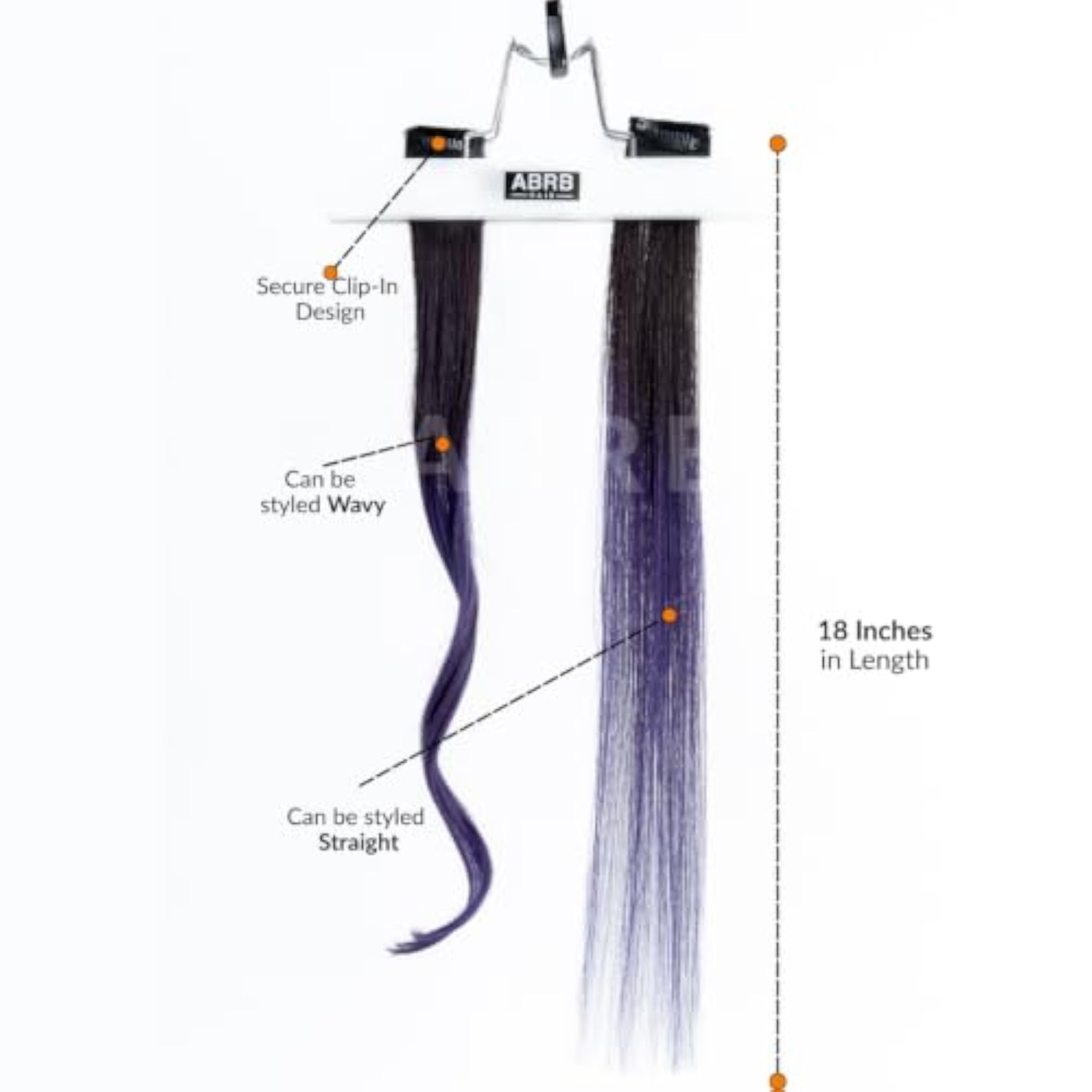 2 Pcs Purple & Black Ombre Streak Hair Extensions