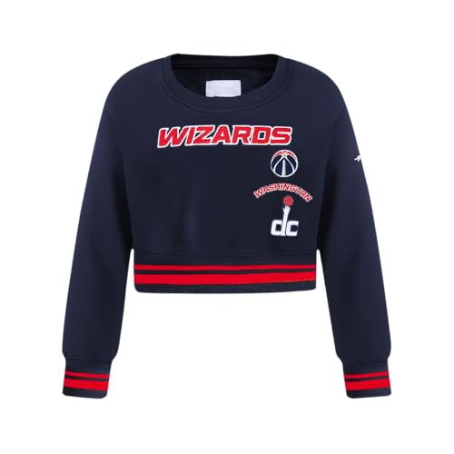 Pro Standard Big Girls NBA Washington Wizards Retro Classics Crewneck Sweatshirt Midnight Navy/Red/Midnight Navy L