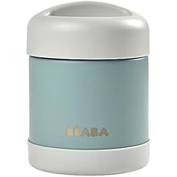 Beaba Stainless Steel Insulated Food Jar 10 oz, Kids Thermos, Lunch Containers, Leakproof, Wide Opening, Suitable for Hot and Cold Foods (Eucalyptus)