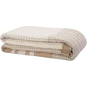 VHC Brands Grace Farmhouse Quilt Bedspread Twin Reversible Cotton Patchwork All Season White 68Wx86L