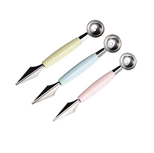 Stainless Steel Fruit Bowl Dug Scoop Carving Cutter Tools (Color Random, 3 Pieces)