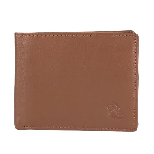 Image of KARA Tan Men's Genuine Leather Wallet - Bifold, 2 Cash Compartments, Coin Pocket, 10+ Card Slots, Hidden & Transparent Flip Sections