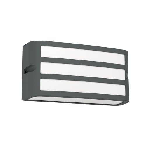 Eglo Applique murale extérieure Camarda, lampe de façade rectangulaire, luminaire d‘extérieur en métal anthracite, éclairage avec douille E27, IP54