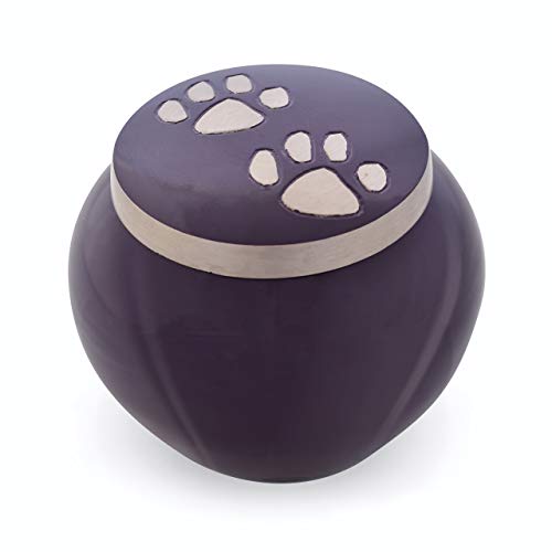 Best Friend Services Pet Urn - Memorial Cremation Pet Urns For Dog And Cat Ashes, Hand Carved Mia Series Urn For Pets Up To 25 Lbs (Small, Deep Purple, Double Pewter Paws) #TOP29