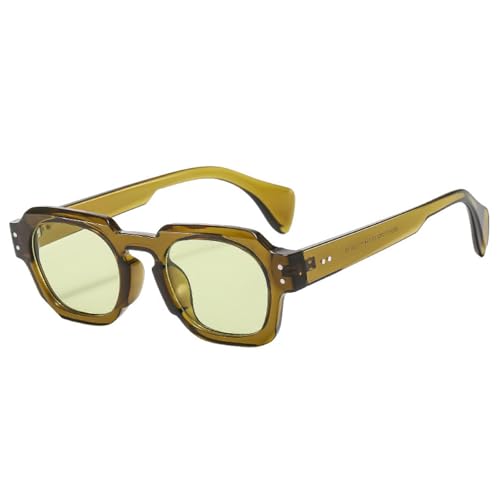 Lunettes de soleil pour femmes style vintage punk à rivets et verres océan vert olive