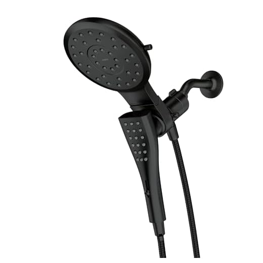 Moen 220C3BL Verso Eight-Function 7" Diameter Spray Head Standard With Handshower, Matte Black, 72" Hose