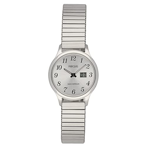 Preisvergleich Produktbild MARQUIS Damen Armbanduhr Funkuhr Gehäuse und Armband aus Edelstahl 4006-502