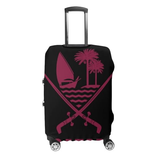 Emblem of Qatar Luggage Covers Washable Travel Suitcase Cover Elastic Baggage Protector4