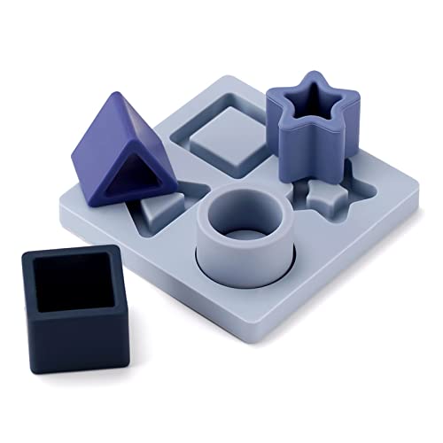 Image of Haakaa Baby Silicone Shape Puzzle & Teething Toys, Stacking Blocks Montessori Toys for 3M+ Babies, BPA-Free. Starlight