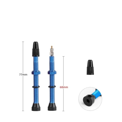 Valve Core 2pcs 60mm Válvula sin Cámara para Bicicleta de Carretera Núcleo Interior con Tallo de Aleación/Latón Removible Piezas para Llantas (60 BU2PC Tapa de Plástico) miniatura 2