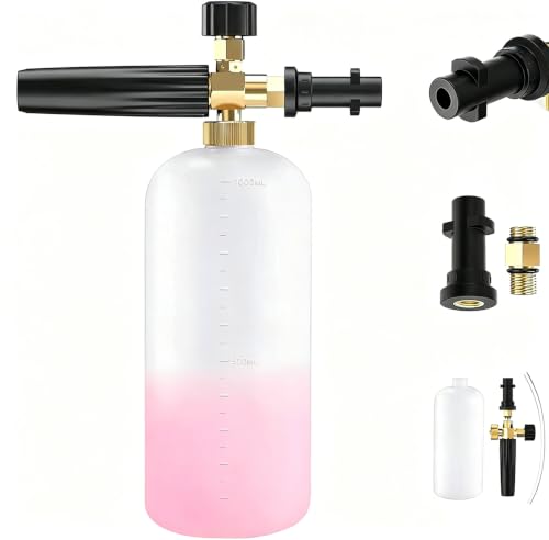 Stone Banks Lance à Mousse de Neige, Réglable Canon a Mousse Compatible avec Karcher Série K2/K3/K4/K5/K6/K7 Nettoyeur pour Voiture Moto 1L Bouteille(with...