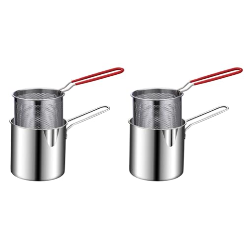Wuden 2X Stainless Steel Deep Frying Pot Tempura French Fries Fryer with Strainer Chicken Fried Pans Kitchen Cooking Tool
