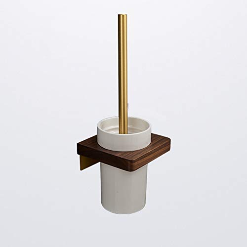 Brosse de toilettes sans éclaboussures avec tablette murale en bois