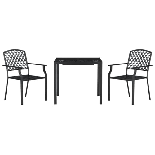 Salon de jardin en acier robuste anthracite table 80 cm style moderne - 4
