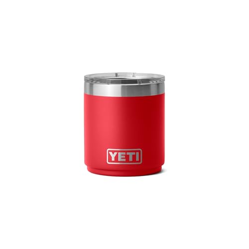 YETI Rambler 10 oz Stackable Lowball 2.0, Vacuum Insulated, Stainless Steel with MagSlider Lid, Rescue Red