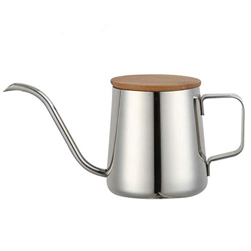 Long Narrow Spout Coffee Pot, Wood Cover Coffee Maker Teapot (350ML)
