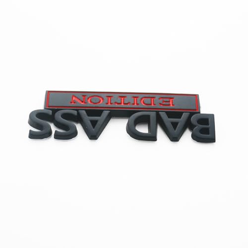 Image of 2Pc Bad Ass Edition Emblem 3D Badge Stickers with Double Tape for Cars, Trucks, Motorcycles, Boats (Black Red)