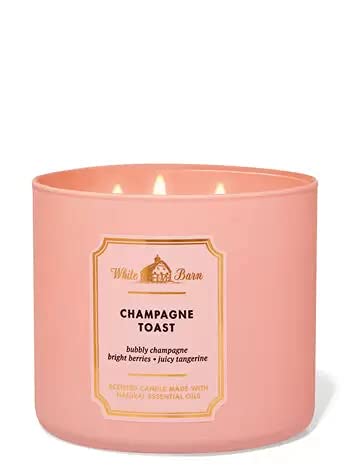 Bath & Body Works, White Barn 3-Wick Candle w/Essential Oils - 14.5 oz - New Core Scents! (Champagne Toast)