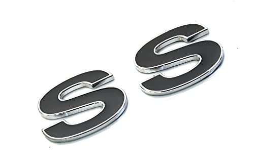 Image of SSDD 2pcs (Pair) SS Fender Emblems Replacement for 96-02 Camaro SLP SS Badge New Reproduction 12369966R (Black /Chrome) CH-SS