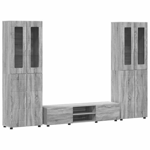 vidaXL Conjunto de Mueble de TV Gris Sonoma Madera de ingeniería, Armario Moderno y Amplio, Ideal para Almacenamiento, diseño Rectangular, Mueble Duradero para el salón