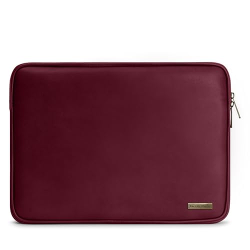 Image of DailyObjects Zippered Sleeve for MacBook & Laptop 13 Inch | Solid Burgundy PU Leather Sleeves with Inner Lining | Durable Stylish Light Weight Sleek Design with Zip Closure