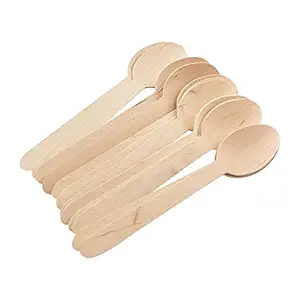 G 1 Disposable Wooden Spoons, 140 mm | Spoon for Home Use | Eco-Friendly | Disposable Spoon | 100 Pieces/Pack | Pack of 1 |