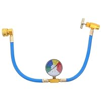 Veemoon R134a Kältemittel Ladeschlauch Kfz -klimaanlagenfüllschlauch mit Messgerät Auto-ca-kühlerladerschlauch R134a Kältemittel Nachfüllset (1/2 Gewinde für Amerikaner Und Europa)