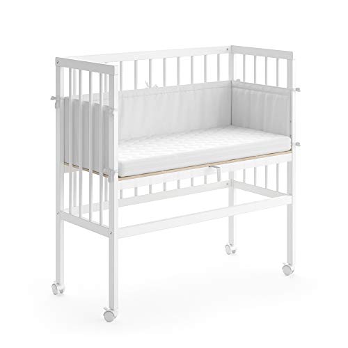 VitaliSpa Beistellbett inkl Nestchen geeignet für Boxspringbett Babybett Stubenbett Sophie Stillbett weiß Cover