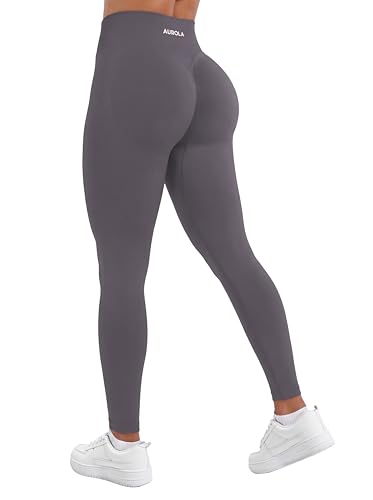 Image of AUROLA Influence Workout Leggings for Women, Seamless Compression Tummy Control Leggings Mid Rise Yoga Pants