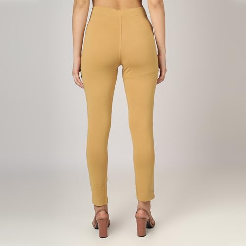 Image of ON&ON Women's Cotton and Lycra Stretchable Slim Fit Straight Pant | Trouser for Casual Wear and Office Wear