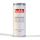hubb Nitro Cold Brew Coffee – Black Iced Coffee Drink (12 x 250ml Cans) | Specialty-Grade, Single-Origin Arabica | Bold, Smooth Flavour | 100% Natural, Sugar-Free, Ready to Drink