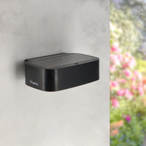 M Ledme - Aplique LED Solar Black Plit 1,7W, Iluminación Exterior con Sensor Crepuscular, color 4000K (neutro), protección IP65, Autonomía 6-8h. Ideal para uso en zonas externas.
