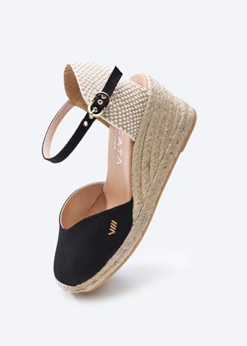 Viscata Reus Canvas Wedge Handmade 2 ½” Heel Women's Sandals with Breathable Cotton Canvas V-cut Vamp and 100% Natural Jute Midsole for all Casual Occasions4