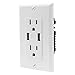 Baomain USB Charger Receptacle 3.1A 5VDC 15Amp Duplex Receptacle, Tamper Resistant Outlet, UL & CUL Listed, White