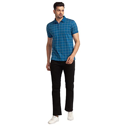Image of Park Avenue Men's Pure Cotton Print Pattern Slim Fit Polo Collar Half Sleeve Casual T-Shirt